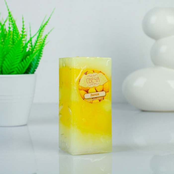 Свеча восковая "Полоска", аромат лимон