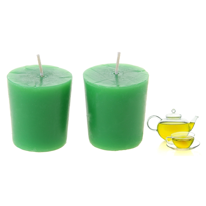 Свечи восковые (набор 2 шт) "Столбик", аромат зелёный чай