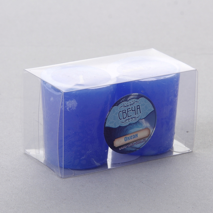 Свечи восковые (набор 2 шт) "Столбик", аромат океан