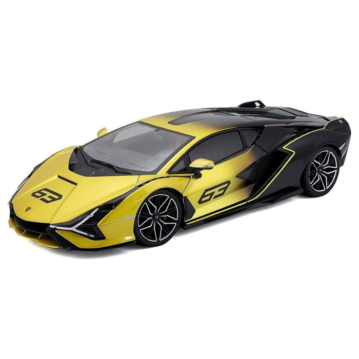 Машинка Bburago Lamborghini Sián Fkp 37, Die-Cast, 1:18, открывающиеся двери, двухцветная