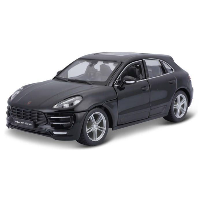 Машинка Bburago Porsche Macan, Die-Cast, 1:24, открывающиеся двери, цвет чёрный