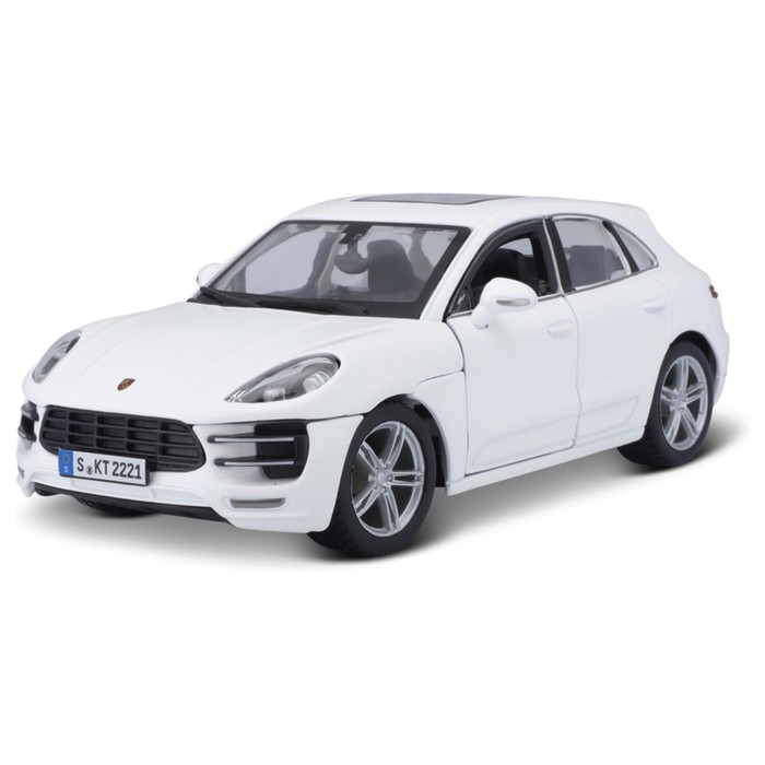 Машинка Bburago Porsche Macan, Die-Cast, 1:24, открывающиеся двери, цвет белый