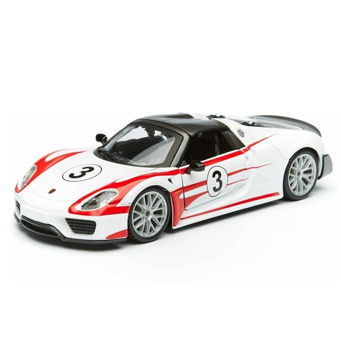 цена Машинка гоночная Bburago Porsche 918 Weissach, Die-Cast, 1:24, цвет белый