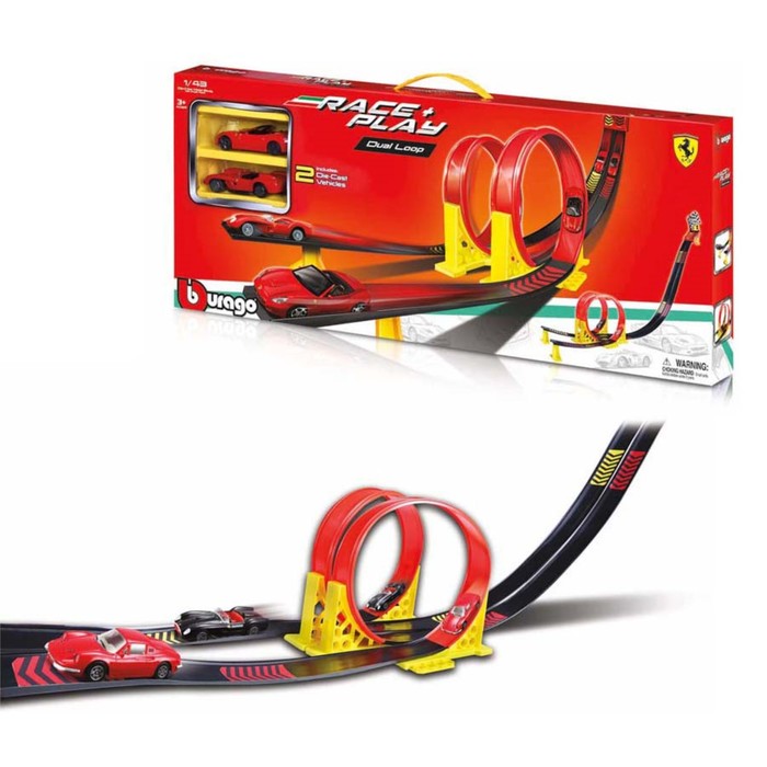 Набор игровой Bburago Ferrari Race + Play, автотрек, с двумя машинками Die-Cast, 1:43