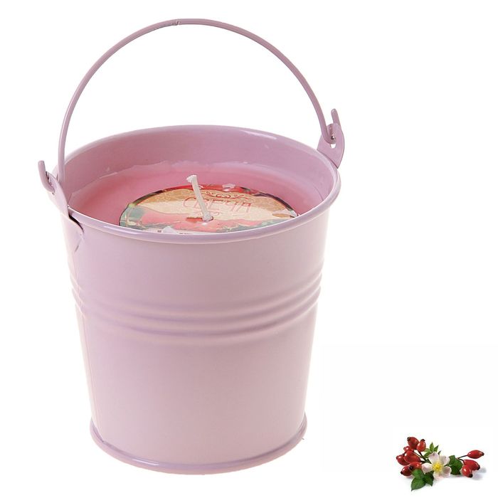 Свеча восковая "Ведёрко", аромат шиповник