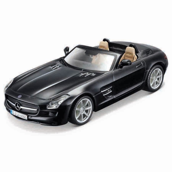 Машинка Bburago Mercedes-Benz Sls Amg Roadster, Die-Cast, 1:32, цвет чёрный bburago 1 43 mercedes benz 2019 w10 44 formula car acrylic dust cover simulation decoration collection toy die casting model