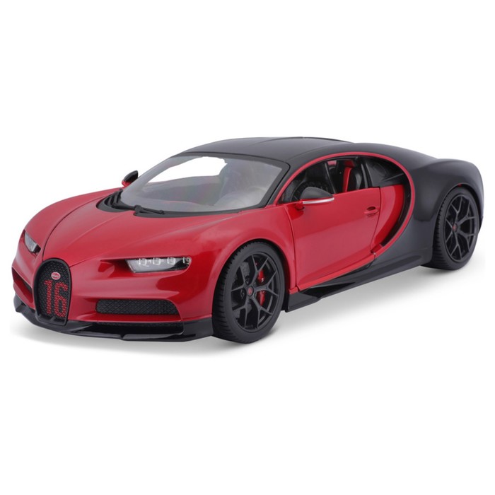 Машинка Bburago Bugatti Chiron Sport, Die-Cast, 1:32, цвет чёрно-красный bburago 1 32 bugatti chiron simulation alloy car model plexiglass dustproof display base package collecting gifts