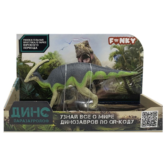 Фигурка динозавра Funky Toys «Паразауролоф», цвет зелёный фигурка динозавра паразауролоф funky toys цвет оранжевый с аксессуаром масштаб 1 288 9694914