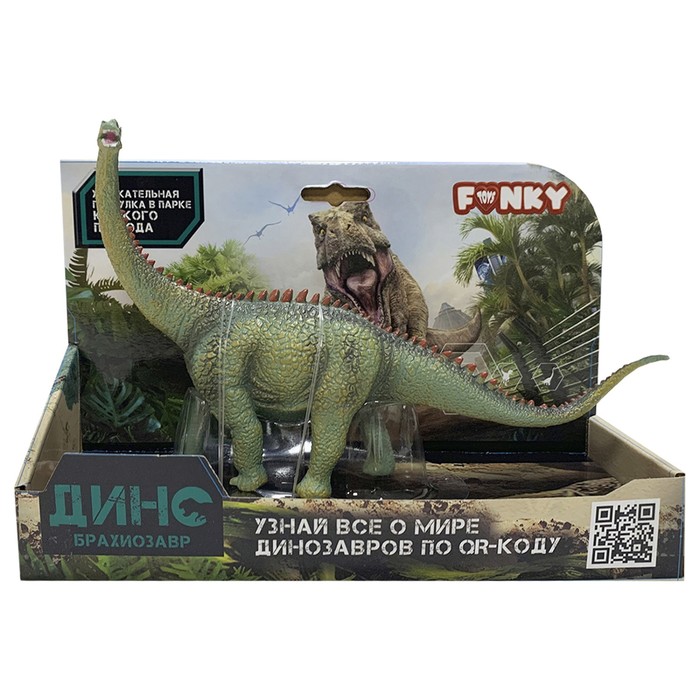 Фигурка динозавра Funky Toys «Брахиозавр», цвет зелёный фигурка динозавра паразауролоф funky toys цвет оранжевый с аксессуаром масштаб 1 288 9694914