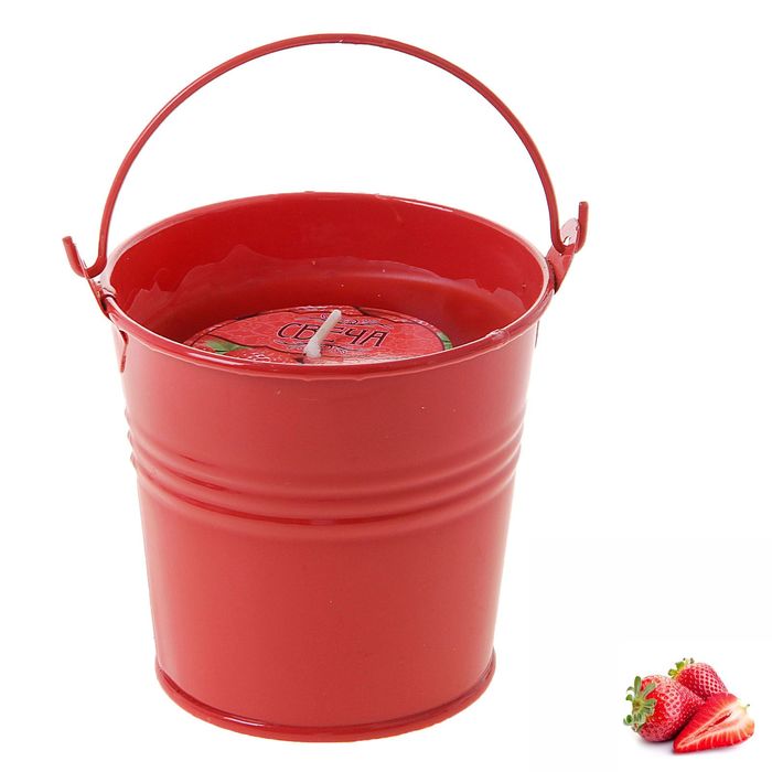 Свеча восковая "Ведёрко", аромат клубника