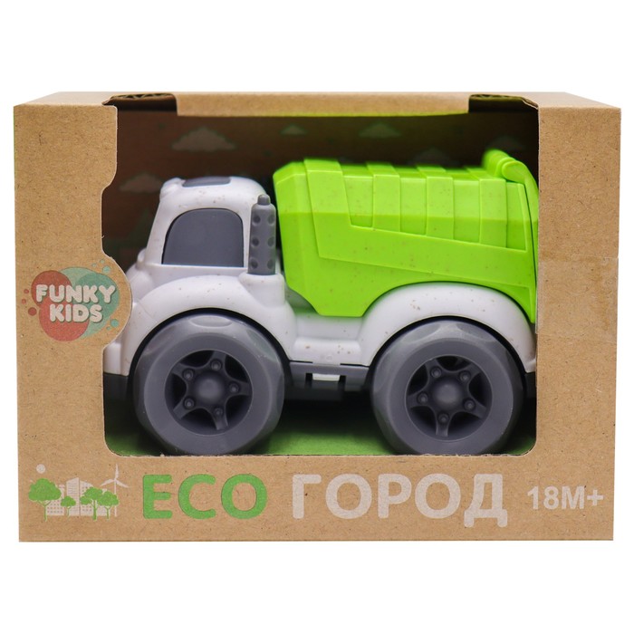 Эко-машинка Funky Toys «Городская техника. Самосвал», цвет бело-зелёный, 18 см