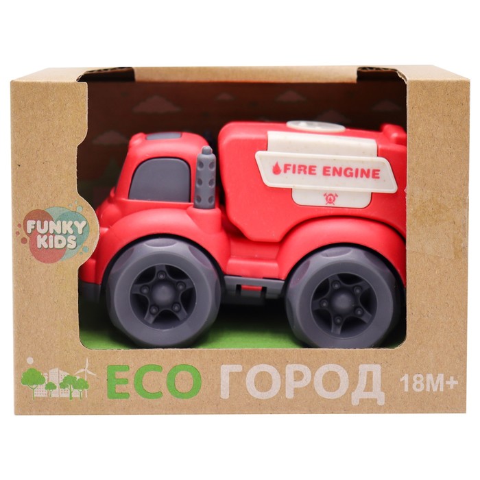 Эко-машинка Funky Toys «Пожарная служба», цвет красный, 10 см