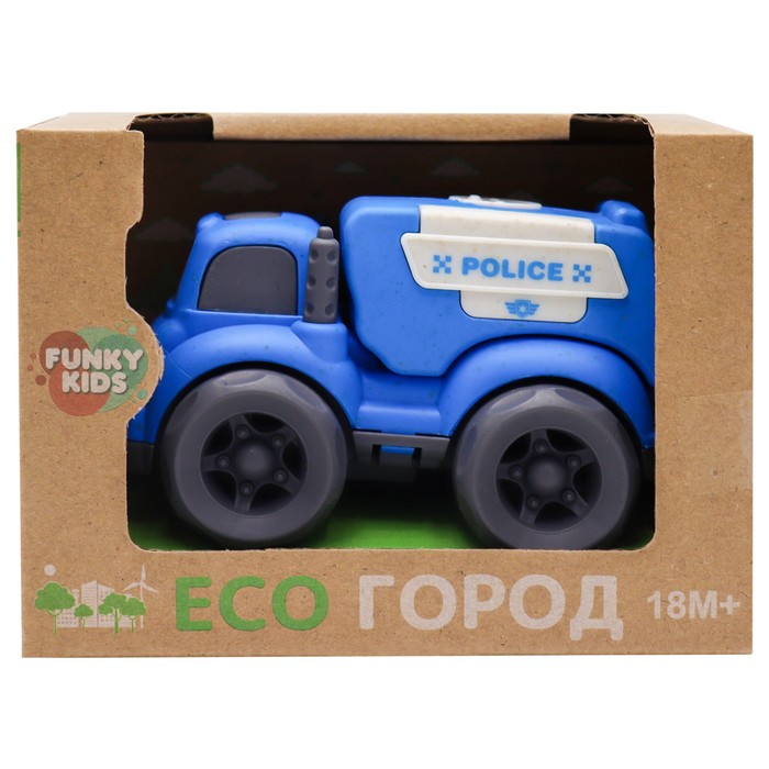 Эко-машинка Funky Toys «Полиция», цвет синий, 10 см