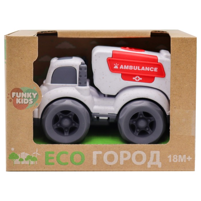 Эко-машинка Funky Toys «Скорая помощь», цвет белый, 10 см