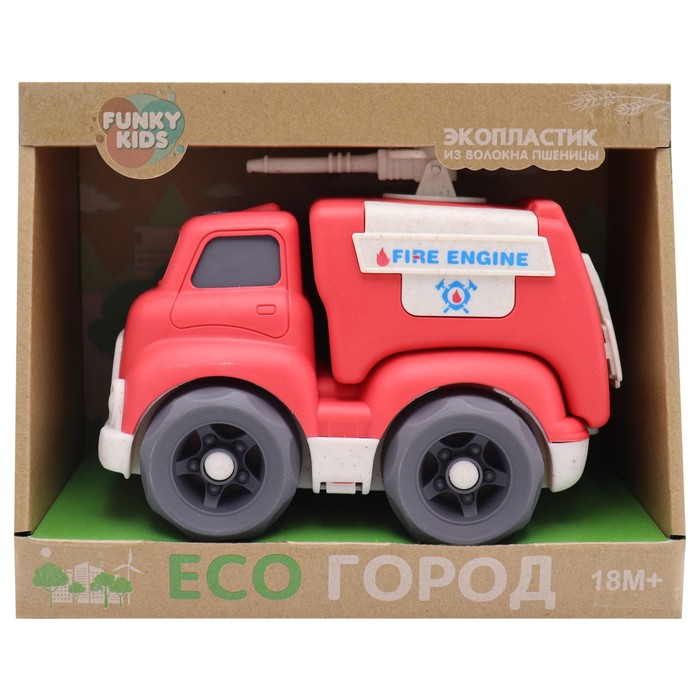 Эко-машинка Funky Toys «Пожарная служба», цвет красный, 18 см