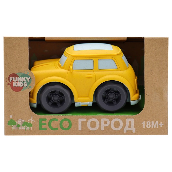 Эко-машинка Funky Toys, цвет жёлтый, 15 см