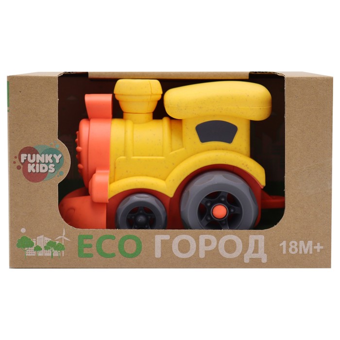 Эко-машинка Funky Toys «Поезд», цвет жёлтый, 16 см