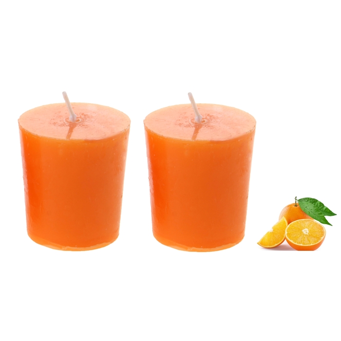 Свечи восковые (набор 2 шт) "Столбик", аромат апельсин