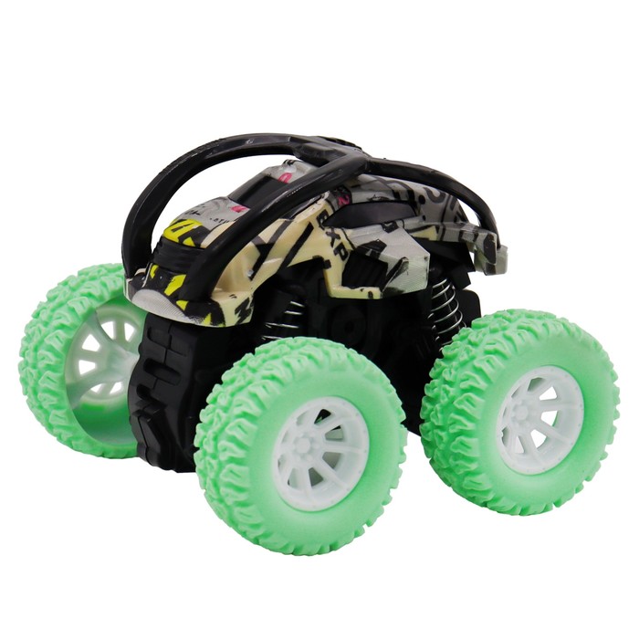 

Машинка фрикционная Funky Toys «Перевёртыш», с принтом и зелёными колёсами, 4х4