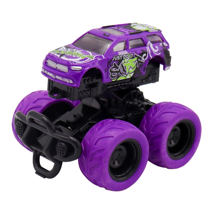 Машинка фрикционная Funky Toys, с краш-эффектом, 4х4, цвет фиолетовый машины funky toys инерционная пожарная машинка die cast с краш эффектом 15 5 см ft8487 1