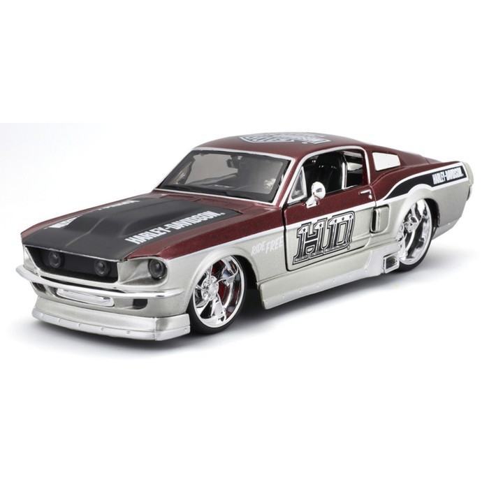 Машинка Maisto Die-Cast Harley-Davidson 1967 Ford Mustang GT, 1:24, цвет чёрно-оранжевый maisto 1 24 1967 ford mustang gt retro sports car static die cast vehicles collectible model car toys