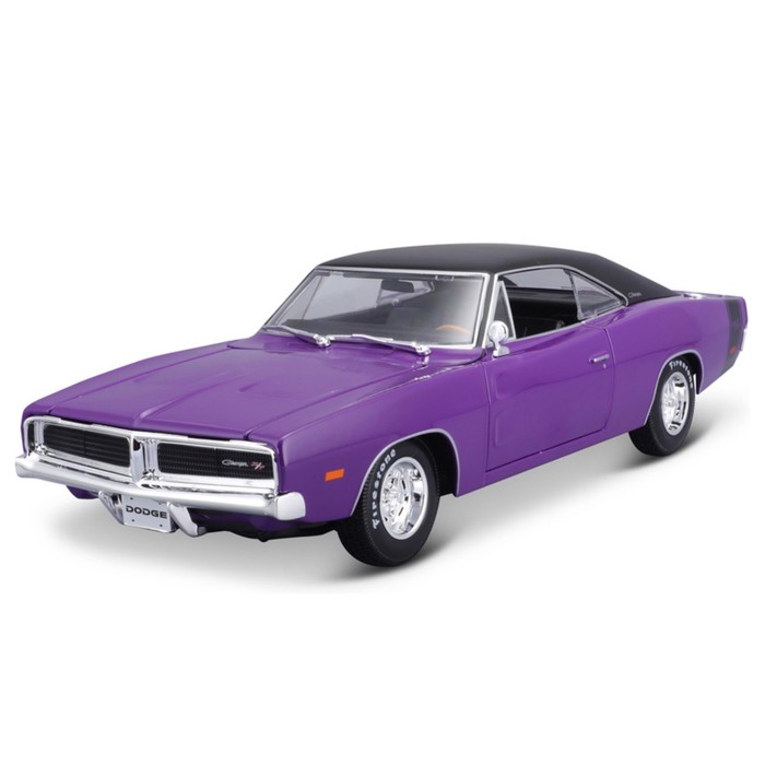 Машинка Maisto Die-Cast 1969 Dodge Charger R/T, открывающиеся двери, 1:18, цвет фиолетовый maisto 1 24 1969 dodge charger r t static die cast vehicles collectible model car toys