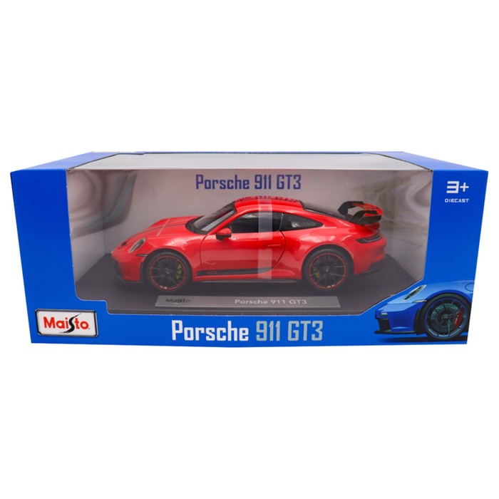 Машинка Maisto Die-Cast 2022 Porsche 911 GT3, 1:18, цвет красный