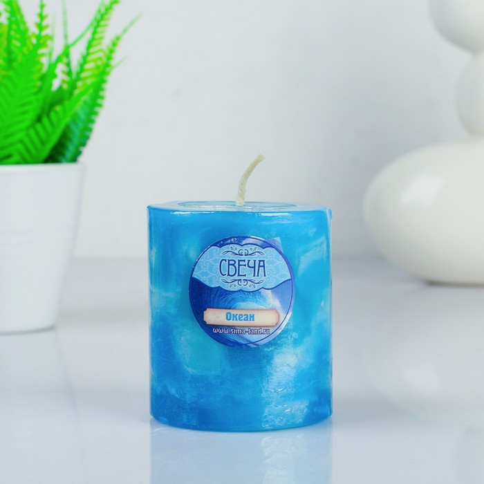 Свеча восковая "Кусочки льда", аромат океан