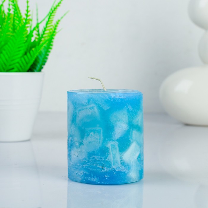Свеча восковая "Кусочки льда", аромат океан