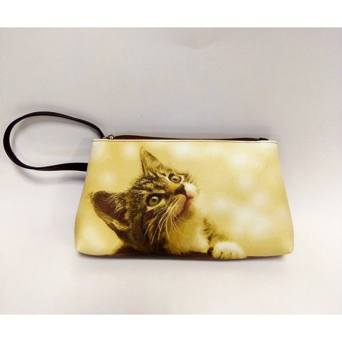 

Косметичка коричневая, "Котёнок"