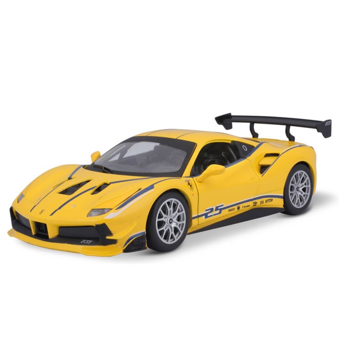 Машинка гоночная Bburago Ferrari 488 Challenge, Die-Cast, 1:24, цвет жёлтый