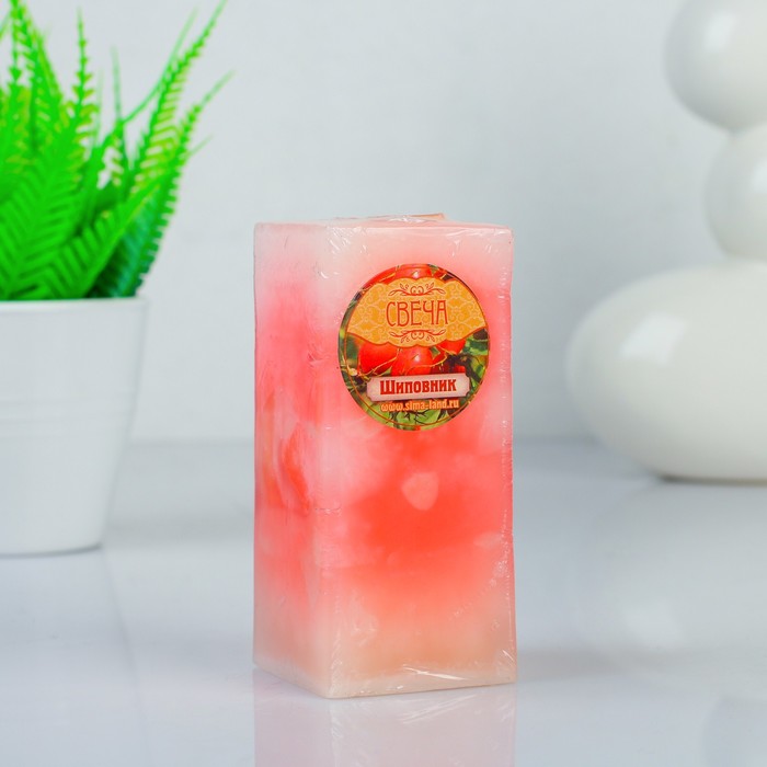 Свеча восковая "Полоска", аромат шиповник