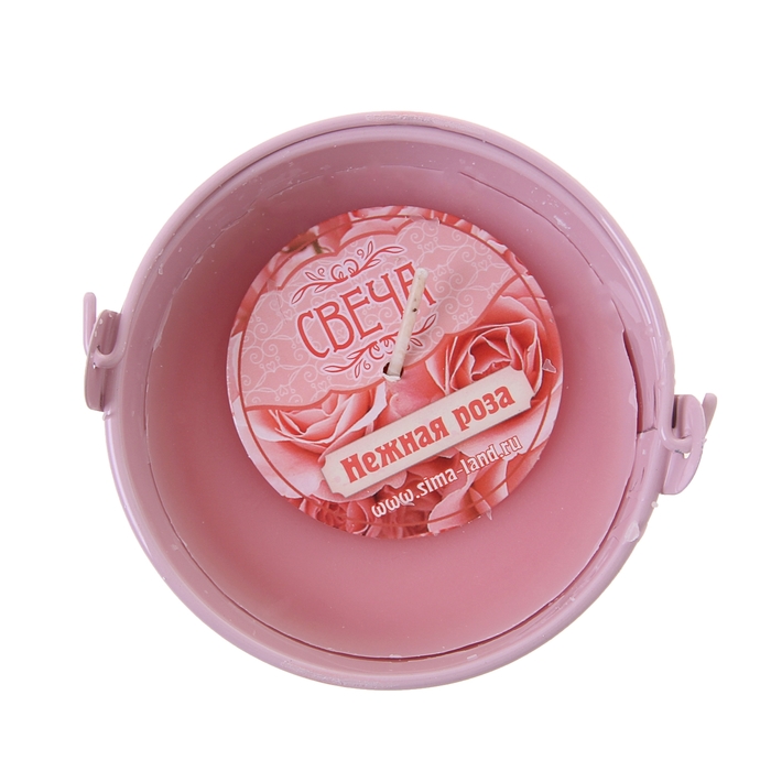 Свеча восковая "Ведёрко", аромат роза