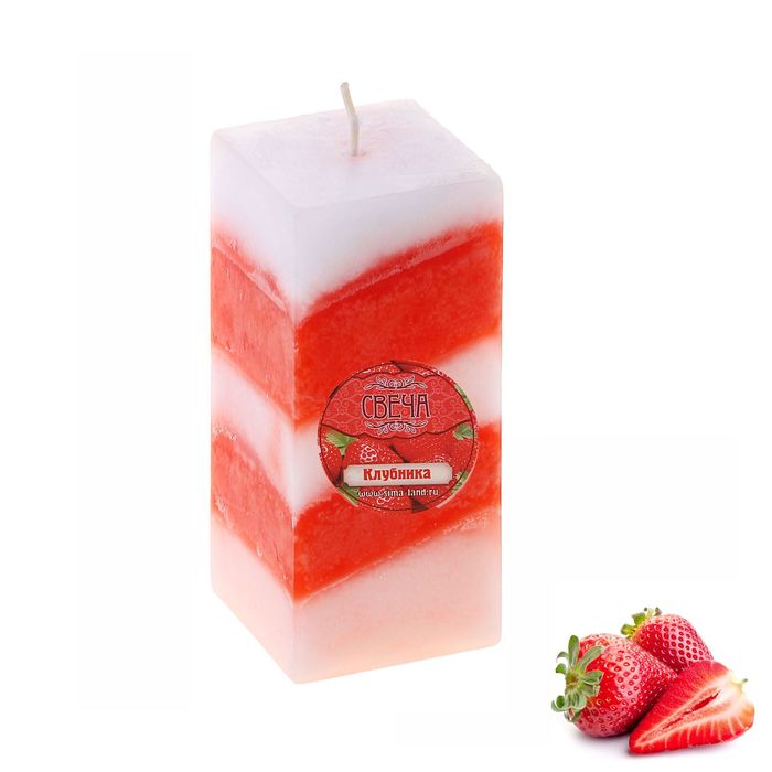 Свеча восковая "Полоска", аромат клубника