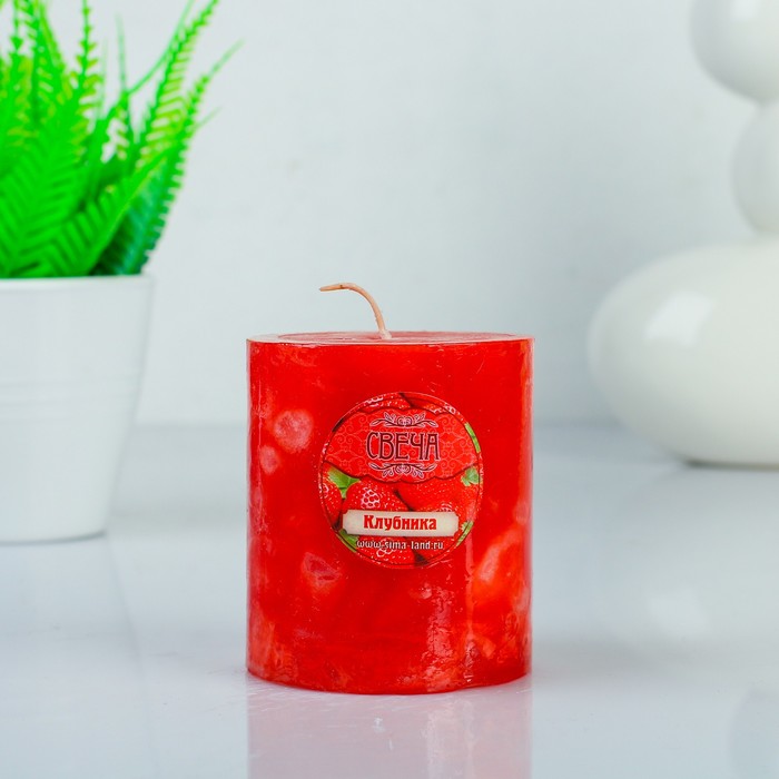 Свеча восковая "Кусочки льда", аромат клубника