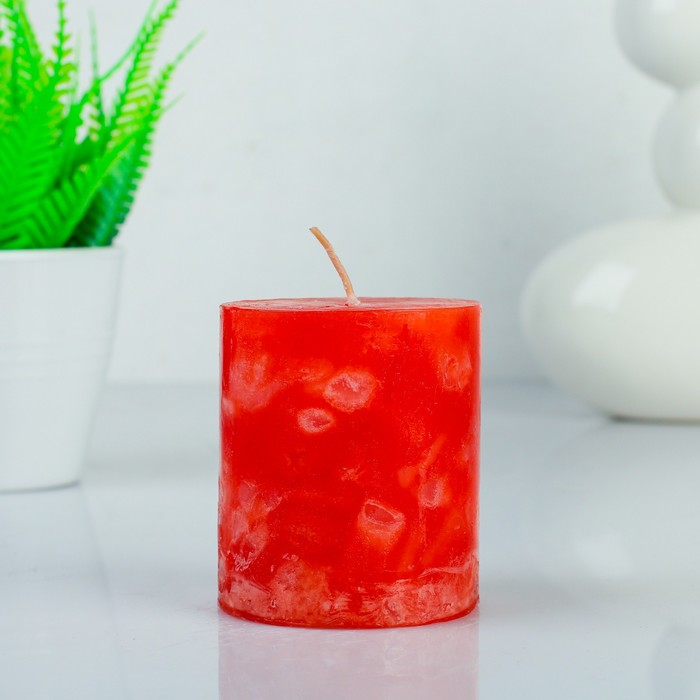 Свеча восковая "Кусочки льда", аромат клубника
