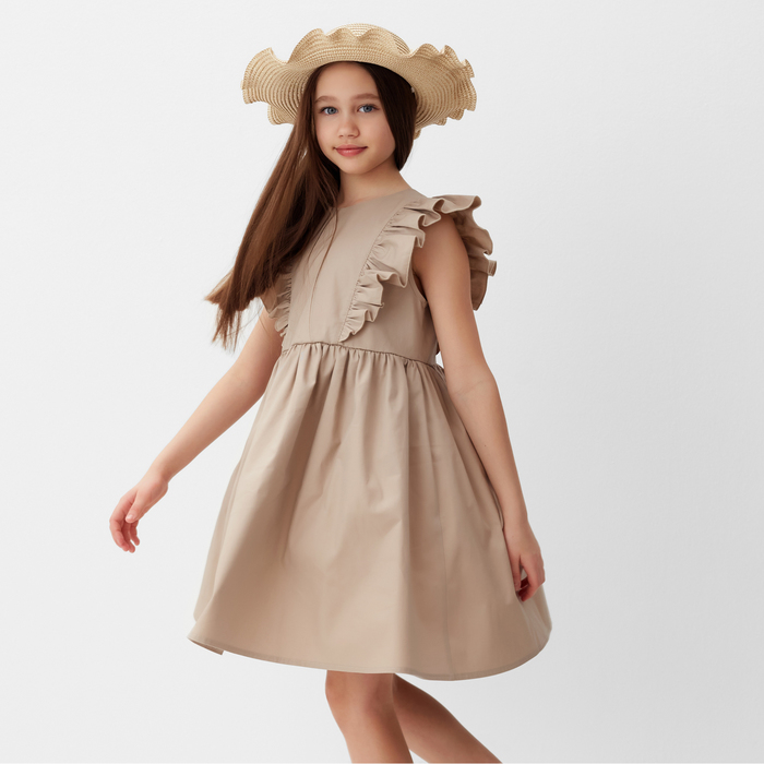 Платье для девочки MINAKU, цвет бежевый, рост 140 см платье для девочки minaku цвет бежевый рост 140 см