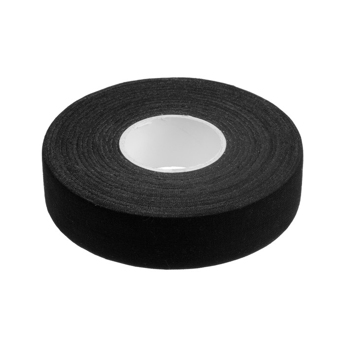 цена Лента клейкая ТУНДРА, тканевая, хоккейная, черная, 300 мкм, 24 мм х 25 м