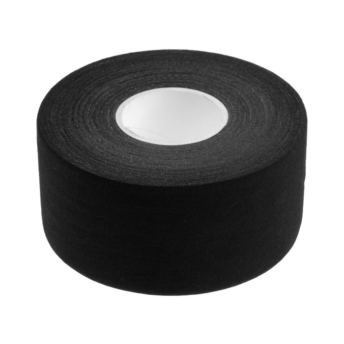 цена Лента клейкая ТУНДРА, тканевая, хоккейная, черная, 300 мкм, 48 мм х 25 м