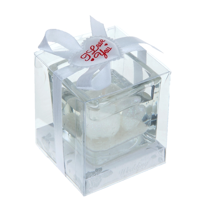 Свеча гелевая "Пылкие сердца", цвет белый