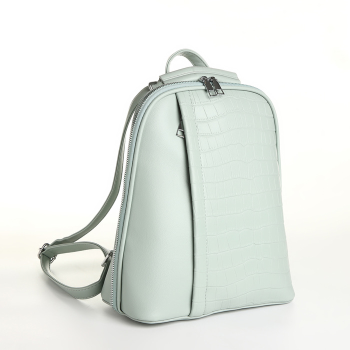 

Рюкзак городской из искусственной кожи на молнии, цвет зелёный