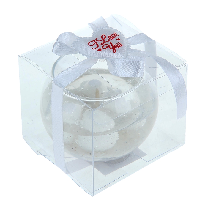 Свеча гелевая "Сердца", цвет белый