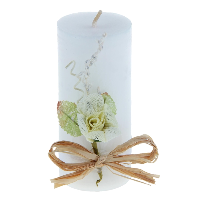Свеча восковая с декором "Цветок", цвет белый
