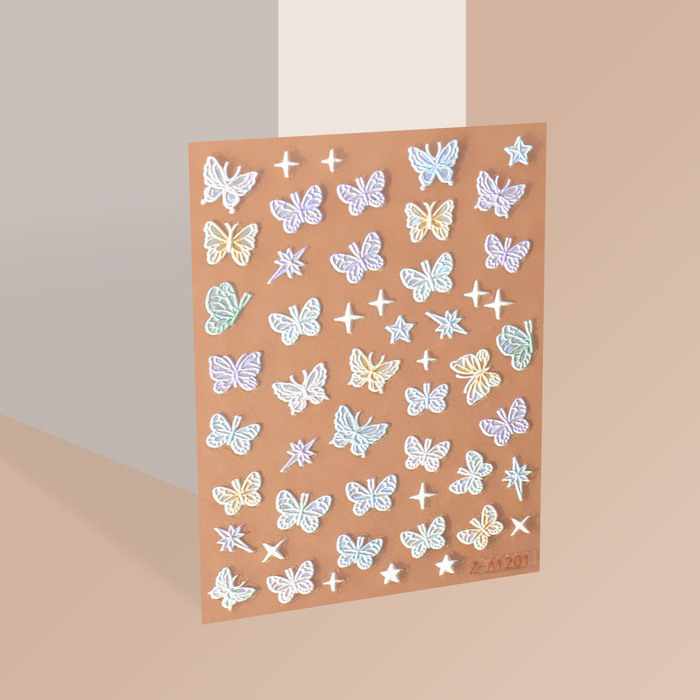 Наклейки для ногтей «Волшебные бабочки», объёмные, разноцветные наклейки для ногтей волшебные бабочки объёмные разноцветные