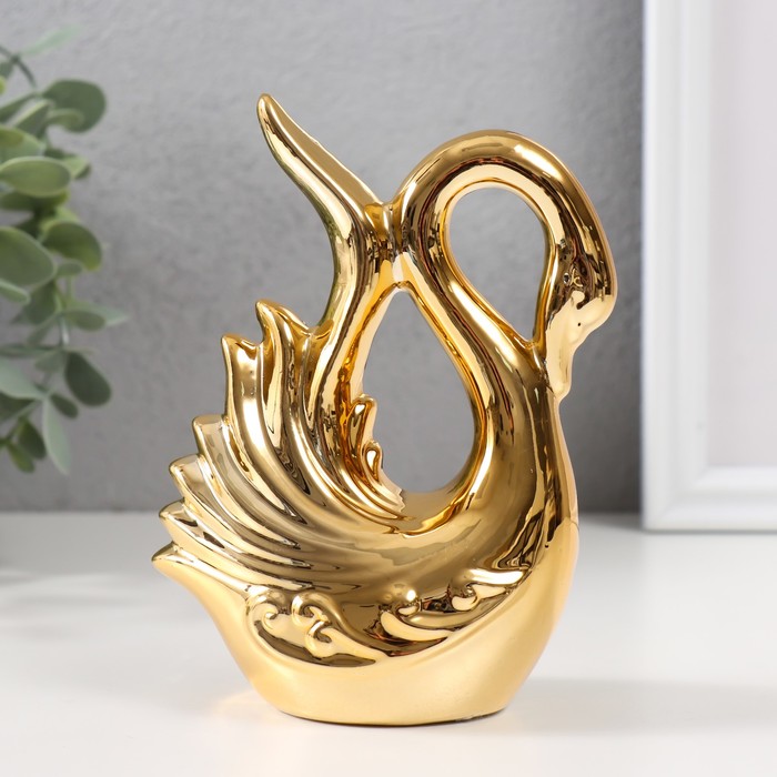 Сувенир керамика Лебедь. Покорность золото 6х10,5х14 см