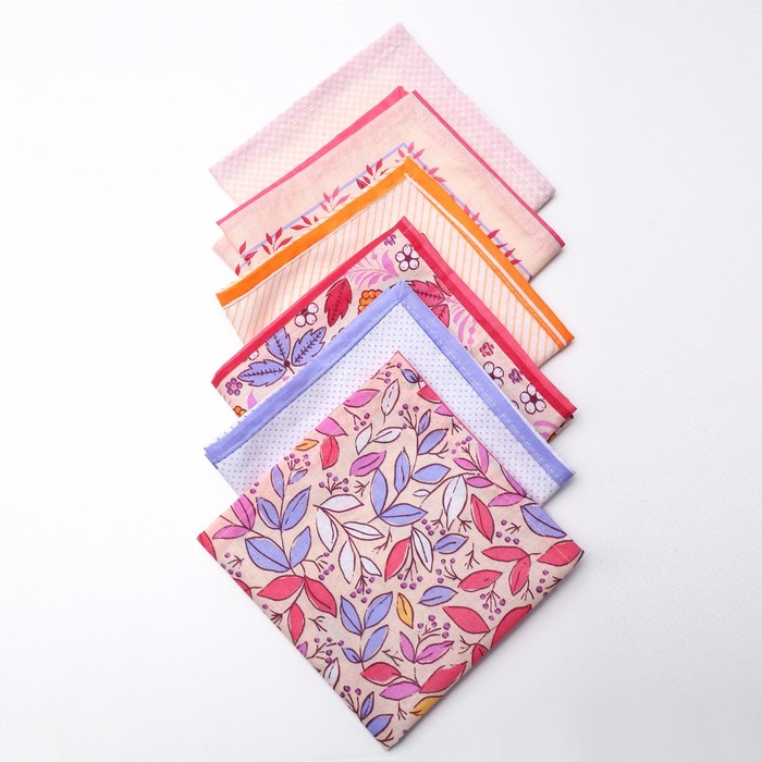 Платок носовой женский 28х28 см-6шт, рис 21283-3, МИКС, ситец 100г/м, хл100%