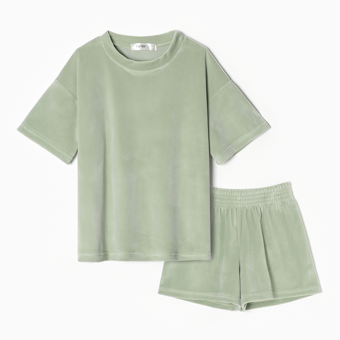 Костюм детский (футболка, шорты) KAFTAN Plushy р.34 (122-128), зеленый