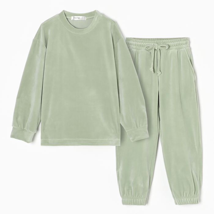 Костюм детский (свитшот, брюки) KAFTAN Plushy р.32 (110-116), зеленый