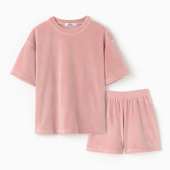 Костюм детский (футболка, шорты) KAFTAN Plushy р.36 (134-140), розовый