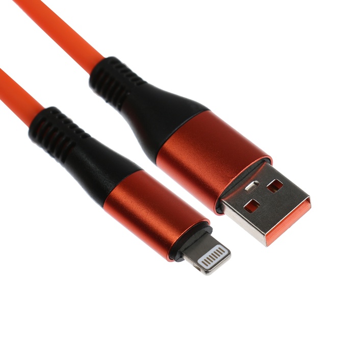 

Кабель Lightning - USB, 5 A, оплётка TPE, утолщенный, 1 метр, оранжевый